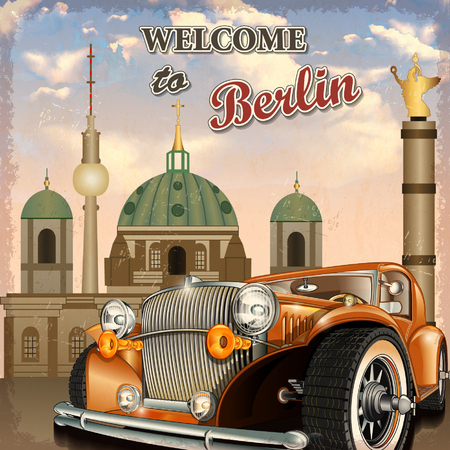Welcome to Berlin retro poster.のイラスト素材