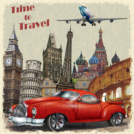 Vintage travel poster.のイラスト素材