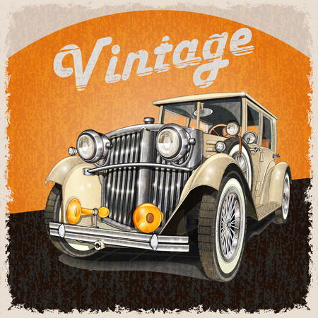 Vintage car poster.のイラスト素材