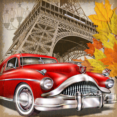 Paris vintage poster.のイラスト素材