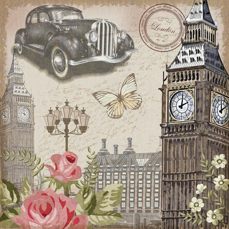 London vintage postcard.のイラスト素材