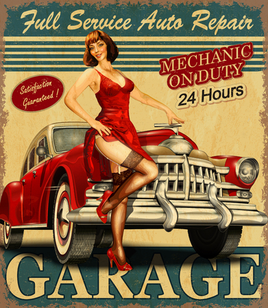 Vintage garage retro posterのイラスト素材