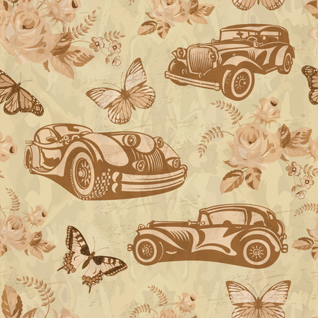 Seamless vintage car background.のイラスト素材