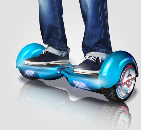 Vector illustration of man riding a hoverboard.のイラスト素材