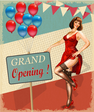 Vintage poster - Grand Openingのイラスト素材