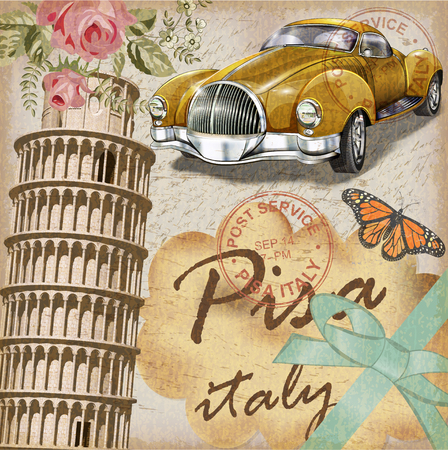 Pisa vintage poster.のイラスト素材