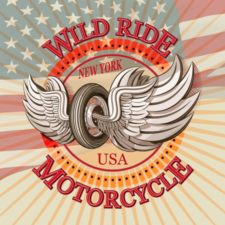 Vintage motorcycle label.America motorcycle typography.のイラスト素材