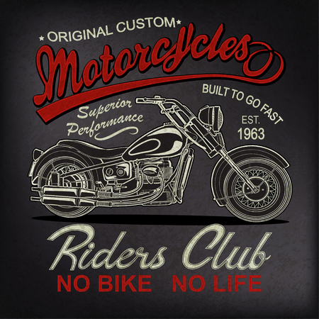 Vintage  motorcycle  poster , t-shirt  print.のイラスト素材