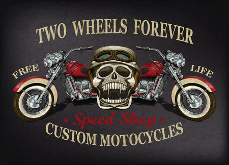 Vintage custom motorcycle  poster , t-shirt  print.のイラスト素材