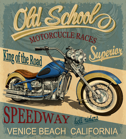 Vintage motorcycle  poster , t-shirt  print.のイラスト素材