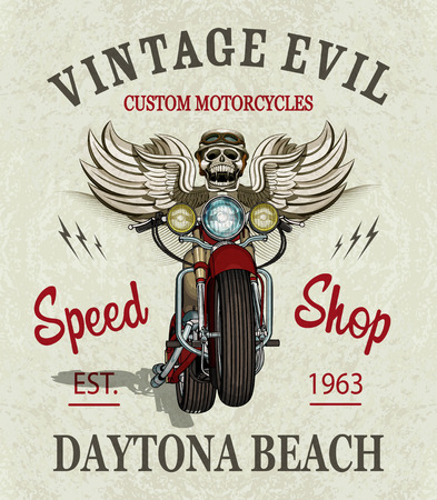 Vintage custom motorcycle  poster , t-shirt  print.のイラスト素材