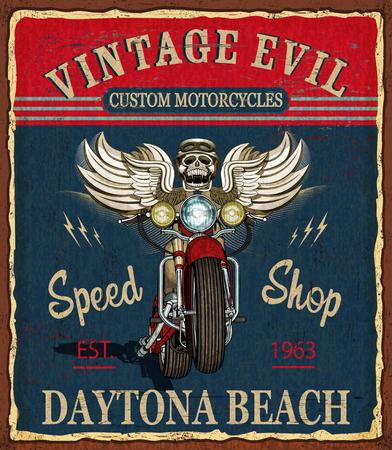 Vintage custom motorcycle  posterのイラスト素材