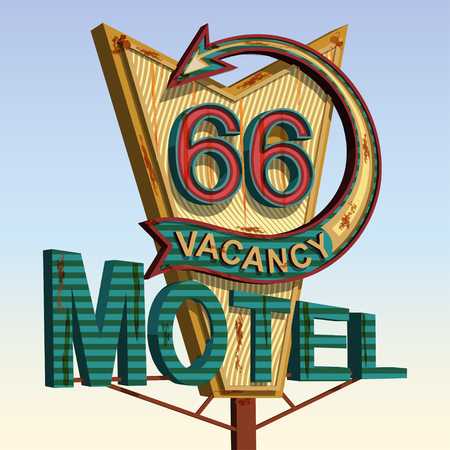 Motel old signage,vintage metal sign.のイラスト素材