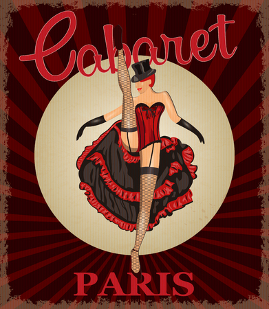Retro poster with cancan dancer.のイラスト素材