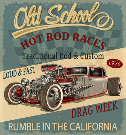 Vintage Hot Rod poster.のイラスト素材