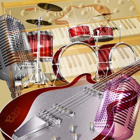 Vintage poster with musical instruments.のイラスト素材