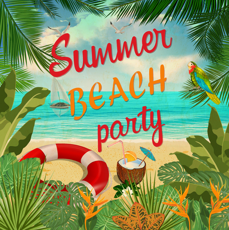 Summer beach party poster.のイラスト素材