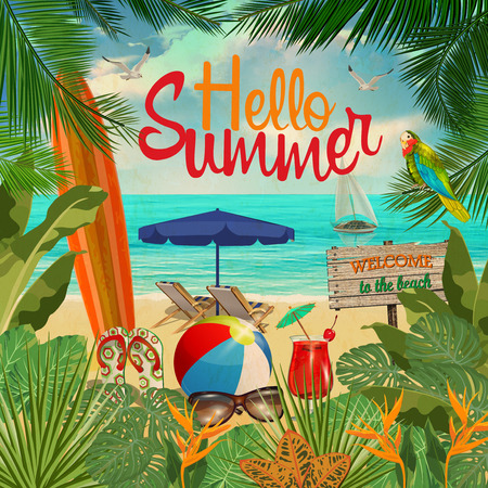 Hello Summer  poster.のイラスト素材