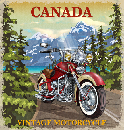 Vintage Canada motorcycle poster.のイラスト素材