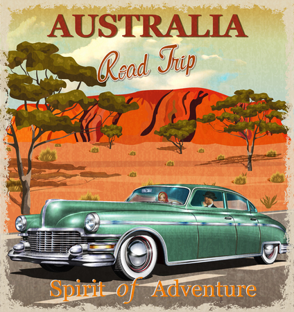 Australia road trip poster.のイラスト素材