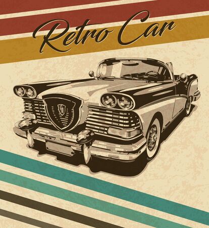 Vintage car on retro background.のイラスト素材