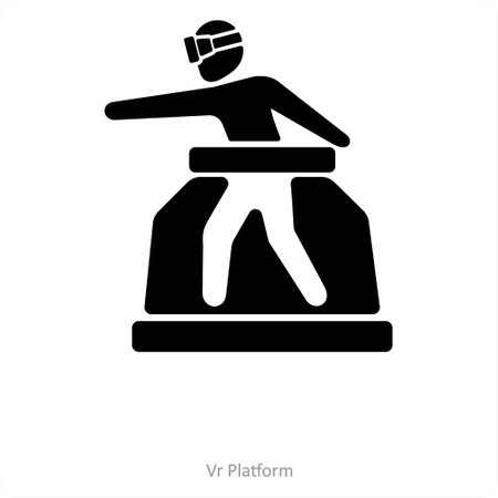 These are Black Filled Virtual Reality iconsのイラスト素材