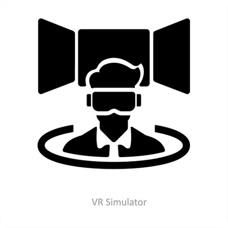 These are Black Filled Virtual Reality iconsのイラスト素材