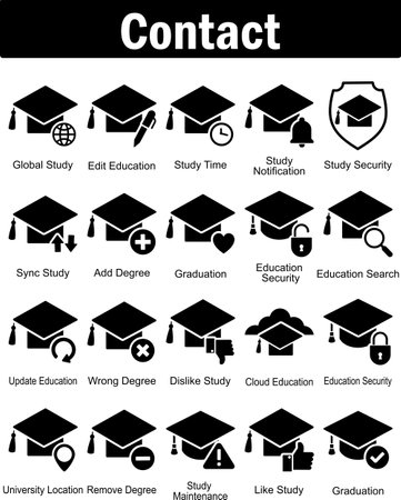 A set of 20 contact icons as global study, edit education, study timeのイラスト素材