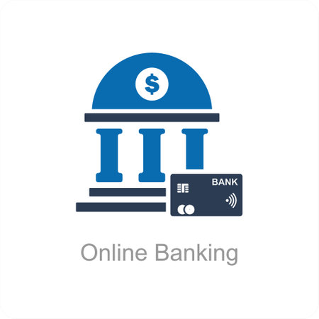 Online Banking and bank icon conceptのイラスト素材