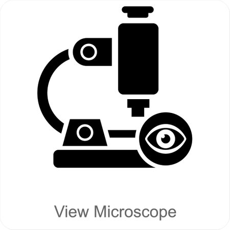 View Microscope and microscope icon concept