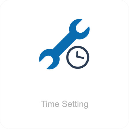 Time Setting and setting icon conceptのイラスト素材