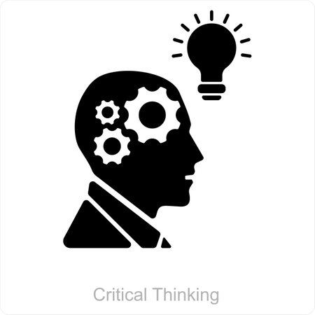 This is beautiful handcrafted pixel perfect Black and Blue Glyph CriticaL Thinking iconのイラスト素材