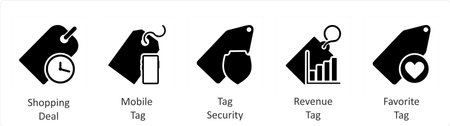 A set of 5 Business icons as shopping deal, mobile tag, tag securityのイラスト素材