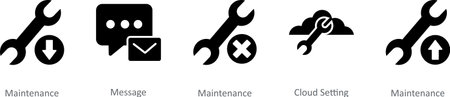 A set of 5 Contact icons as maintenance, message, cloud settingのイラスト素材