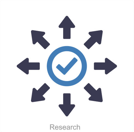 Research and search icon conceptのイラスト素材