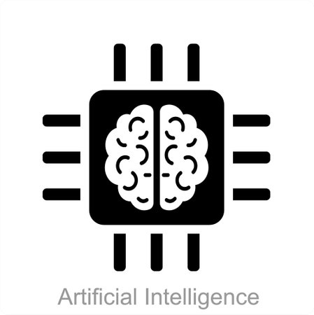 Artificial Intelligence and artifical icon conceptのイラスト素材
