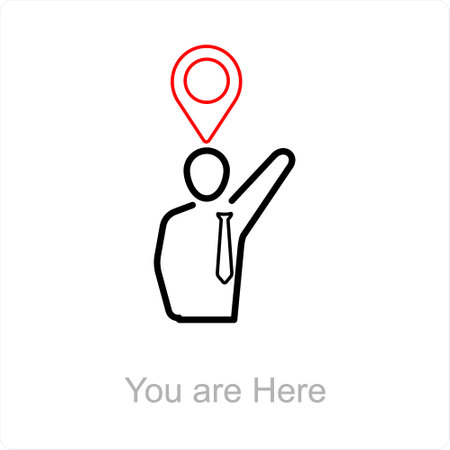 You are Here and pin icon conceptのイラスト素材