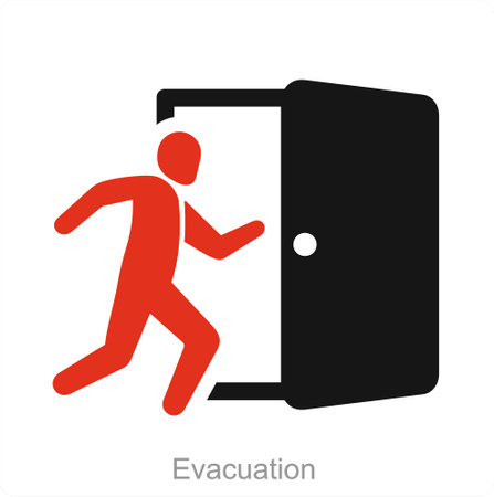 Evacuation and door icon conceptのイラスト素材