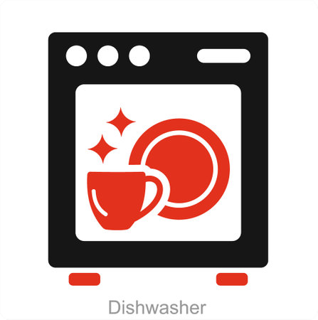 Dishwasher and dish icon conceptのイラスト素材