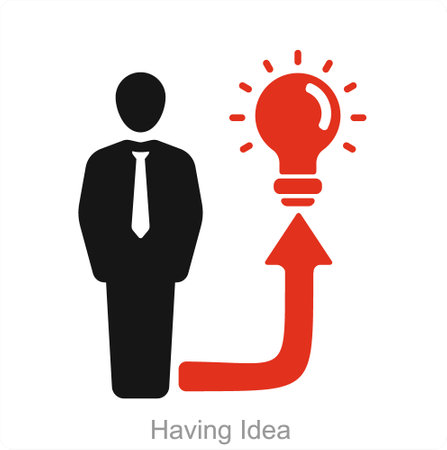 Having Idea and idea icon conceptのイラスト素材