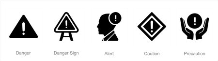 A set of 5 Hazard Danger icons as danger, danger sign, alertのイラスト素材