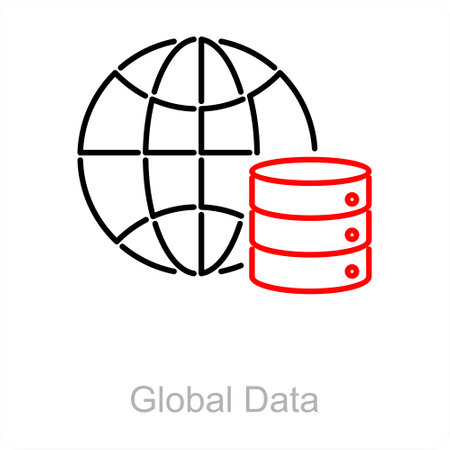 Global Data and global database icon conceptのイラスト素材
