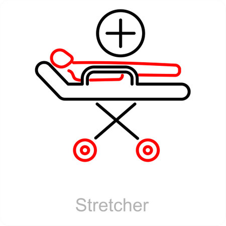 Stretcher and Patient icon conceptのイラスト素材
