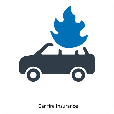 Car Fire Insuranceand insurance icon conceptのイラスト素材