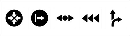 A set of 5 Arrow icons such as Down, left Direction, Lower directionのイラスト素材