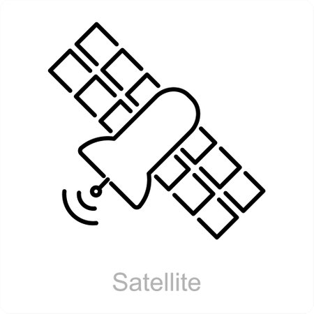 This is beautiful handcrafted pixel perfect Black Line Astronomy iconのイラスト素材