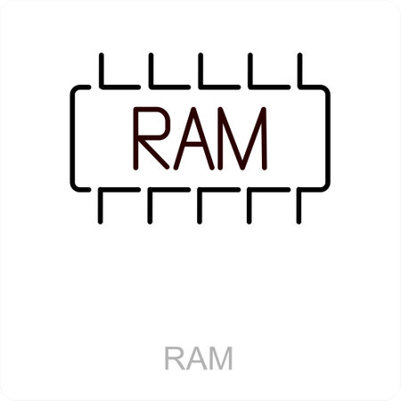 This is beautiful handcrafted pixel perfect Black Line Computer parts iconのイラスト素材