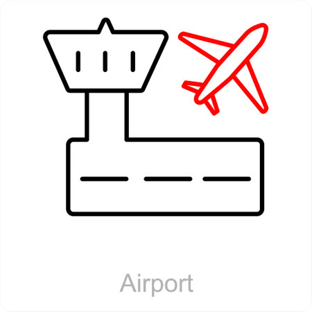 This is beautiful handcrafted pixel perfect Red and Black Line Airport iconのイラスト素材