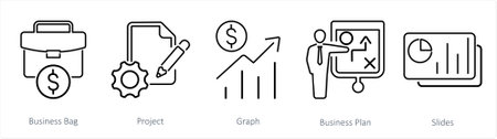 These are beautiful handcrafted pixel perfect Black Line Business Presentation iconsのイラスト素材