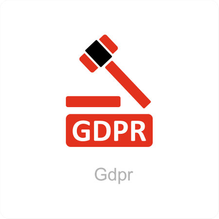This is beautiful handcrafted pixel perfect Red and Black Filled GDPR iconのイラスト素材